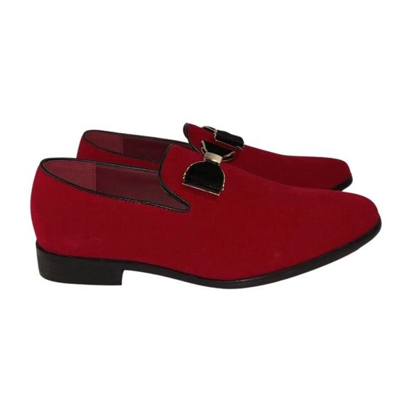 Enzo Romeo Fashion Formal Tuxedo Slip On Loafer Velvet Red Dress Shoes Size 8.5 main image 7